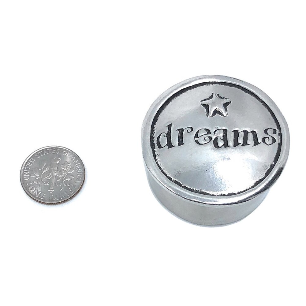 Dreams Tiny Trinket Box Keepsakes Holder Jewelry Handmade Pewter NEW Tooth Fairy